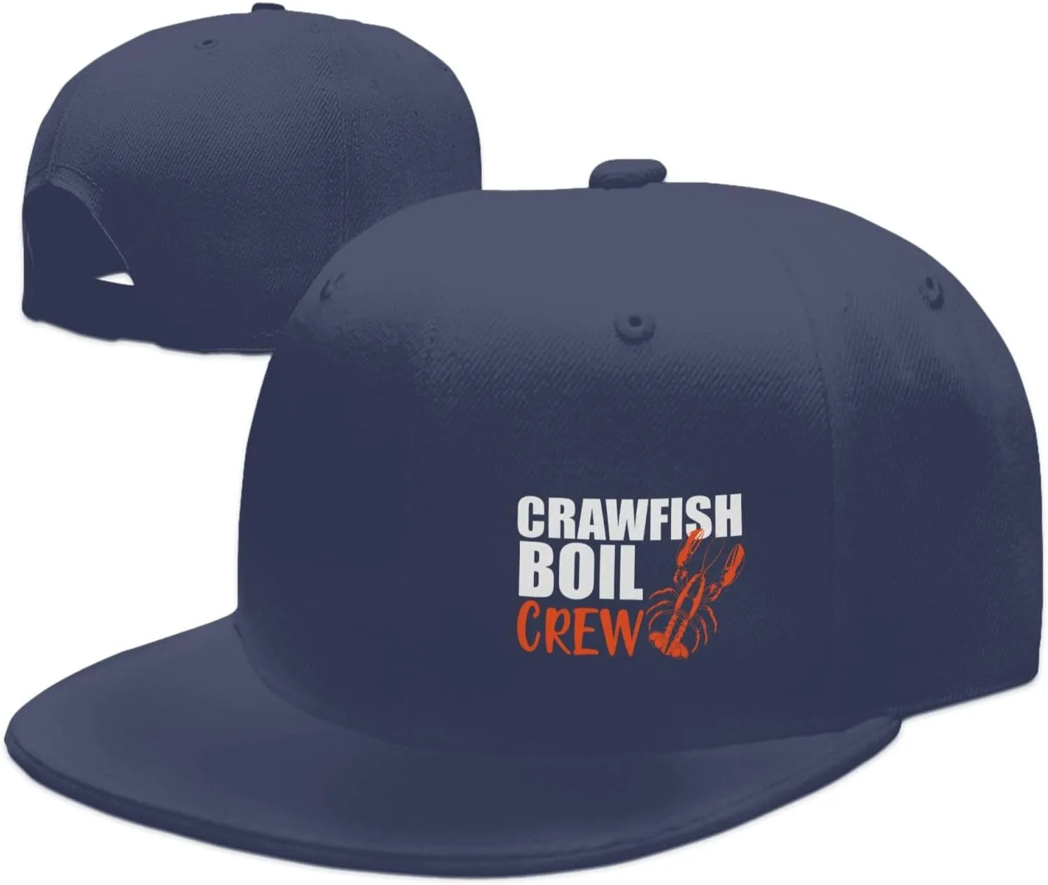 Crawfish Boil Crew Flat Brim Baseball Cap Polyester Snapback Hat for Outdoor Sports