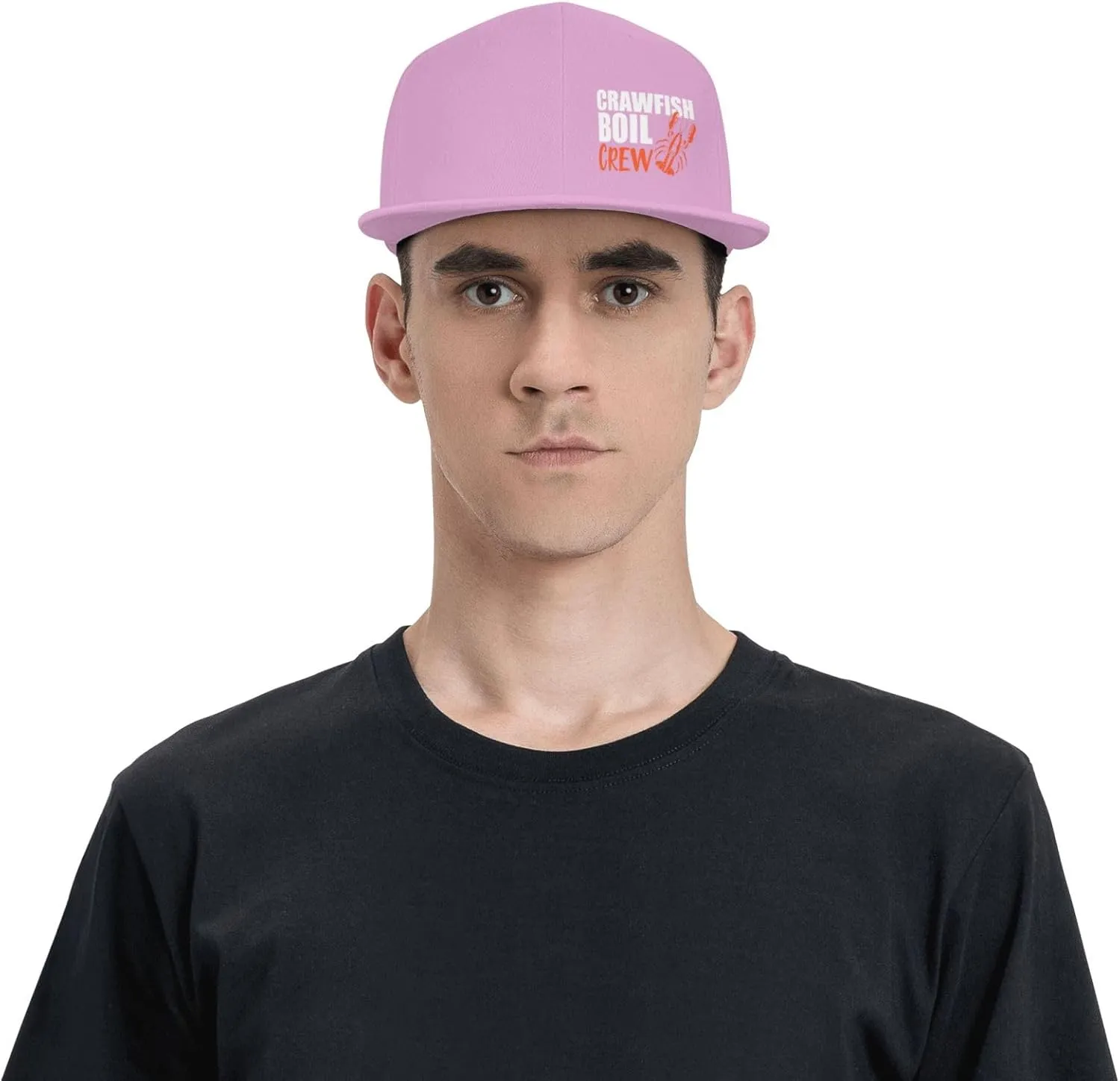 Crawfish Boil Crew Flat Brim Baseball Cap Polyester Snapback Hat for Outdoor Sports