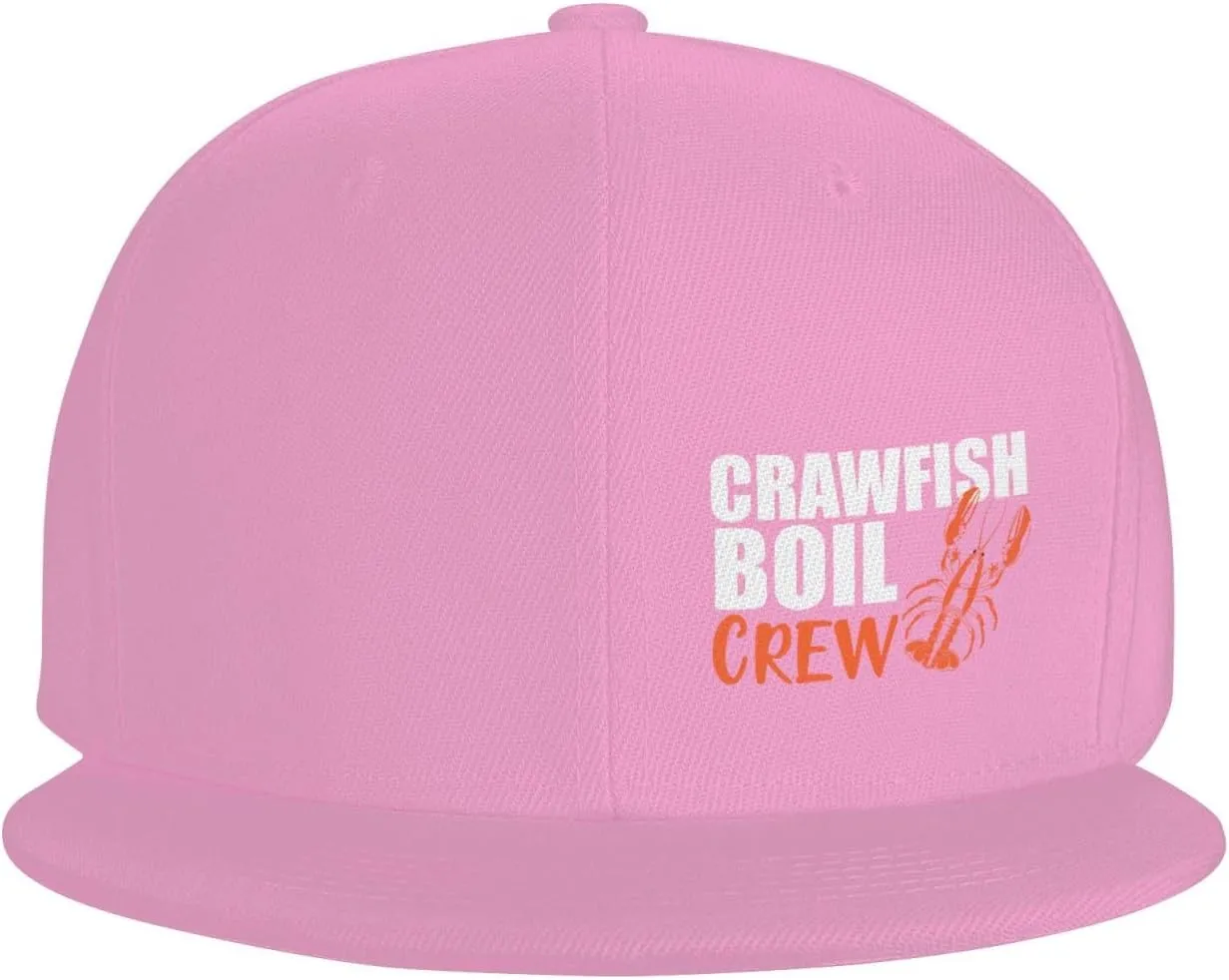 Crawfish Boil Crew Flat Brim Baseball Cap Polyester Snapback Hat for Outdoor Sports