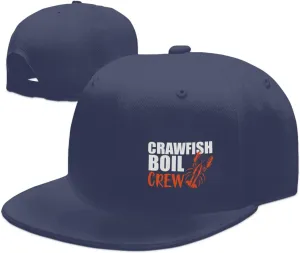Crawfish Boil Crew Flat Brim Baseball Cap Polyester Snapback Hat for Outdoor Sports