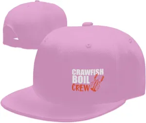 Crawfish Boil Crew Flat Brim Baseball Cap Polyester Snapback Hat for Outdoor Sports