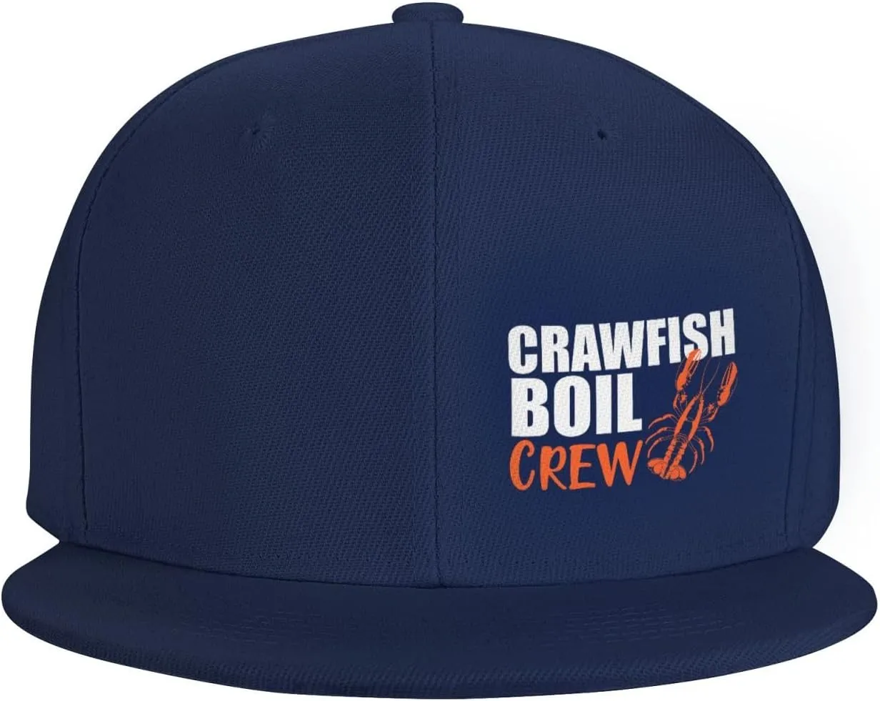Crawfish Boil Crew Flat Brim Baseball Cap Polyester Snapback Hat for Outdoor Sports