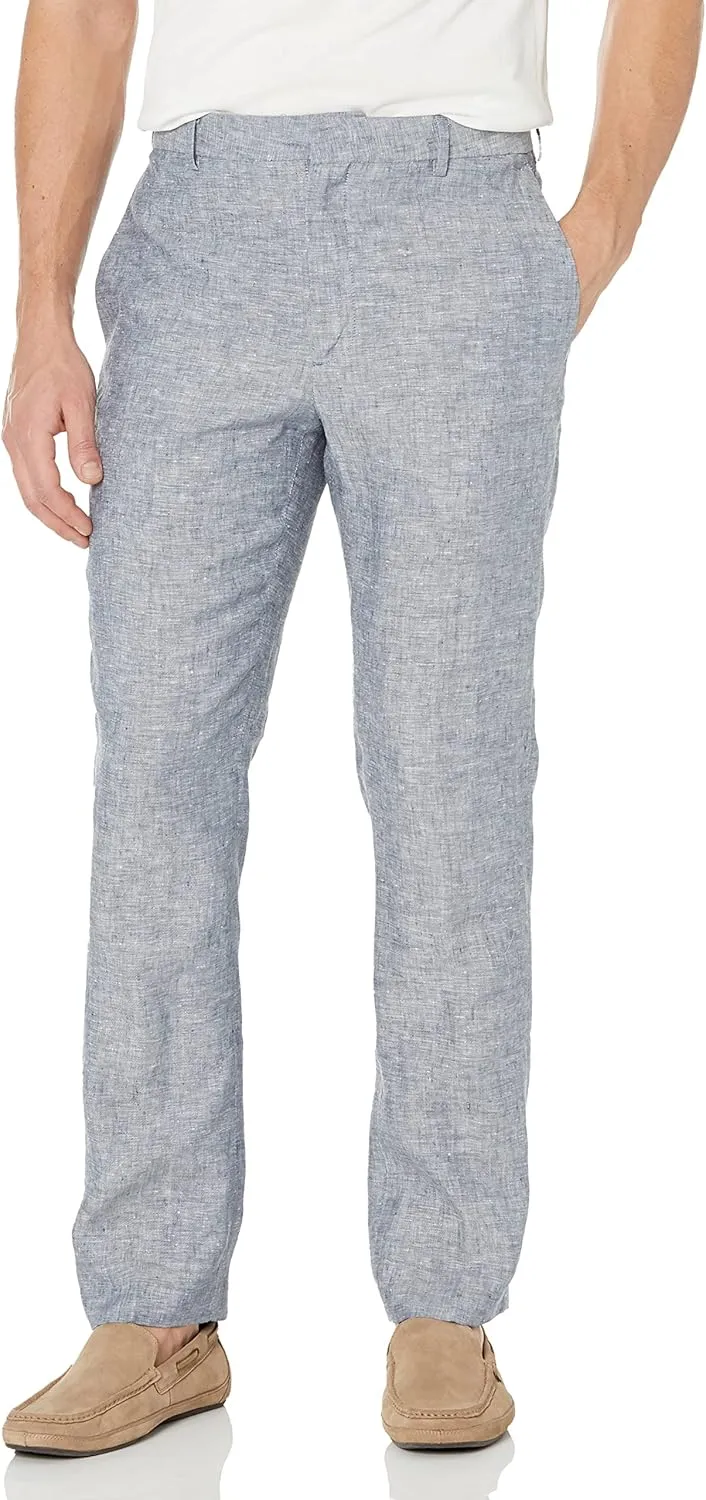 Cubavera Men's Delave 100% Linen Pant, Flat Front Lightweight Fabric, Relaxed Summer Pants For Men