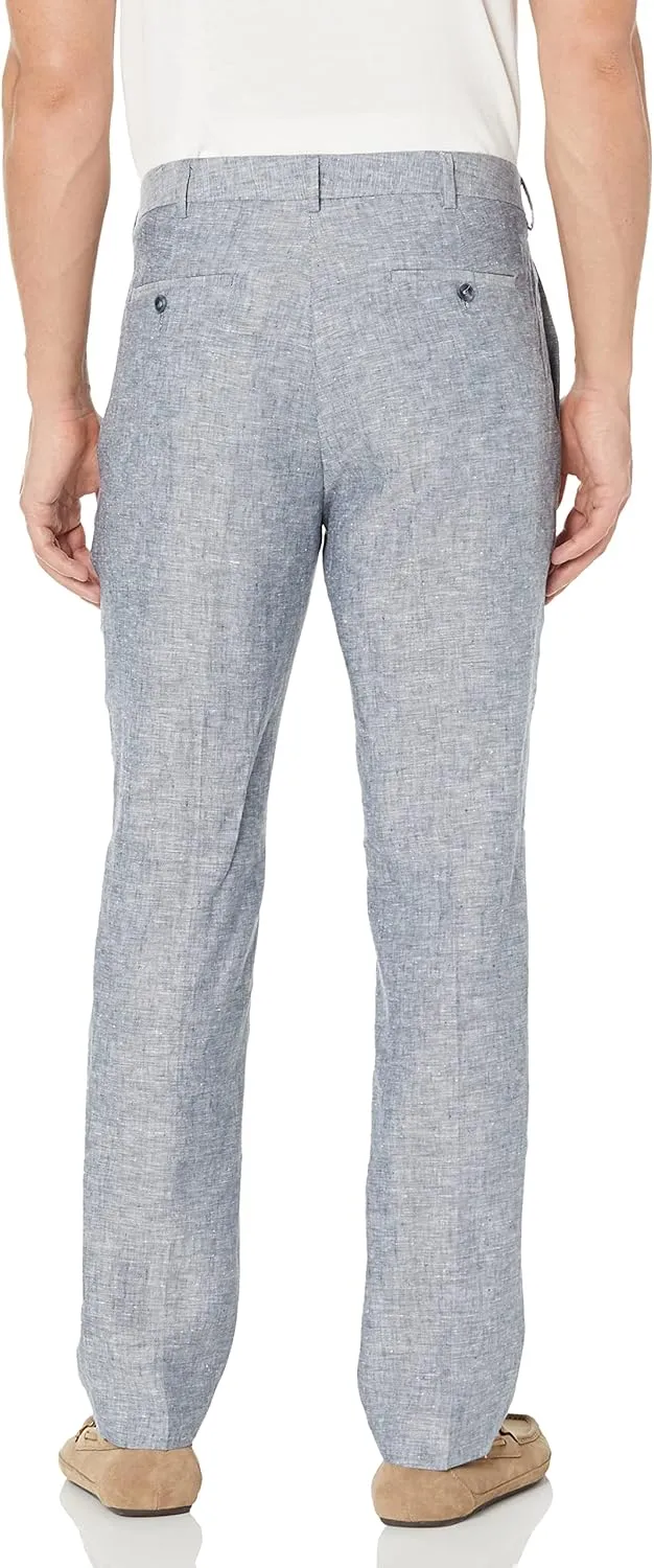 Cubavera Men's Delave 100% Linen Pant, Flat Front Lightweight Fabric, Relaxed Summer Pants For Men
