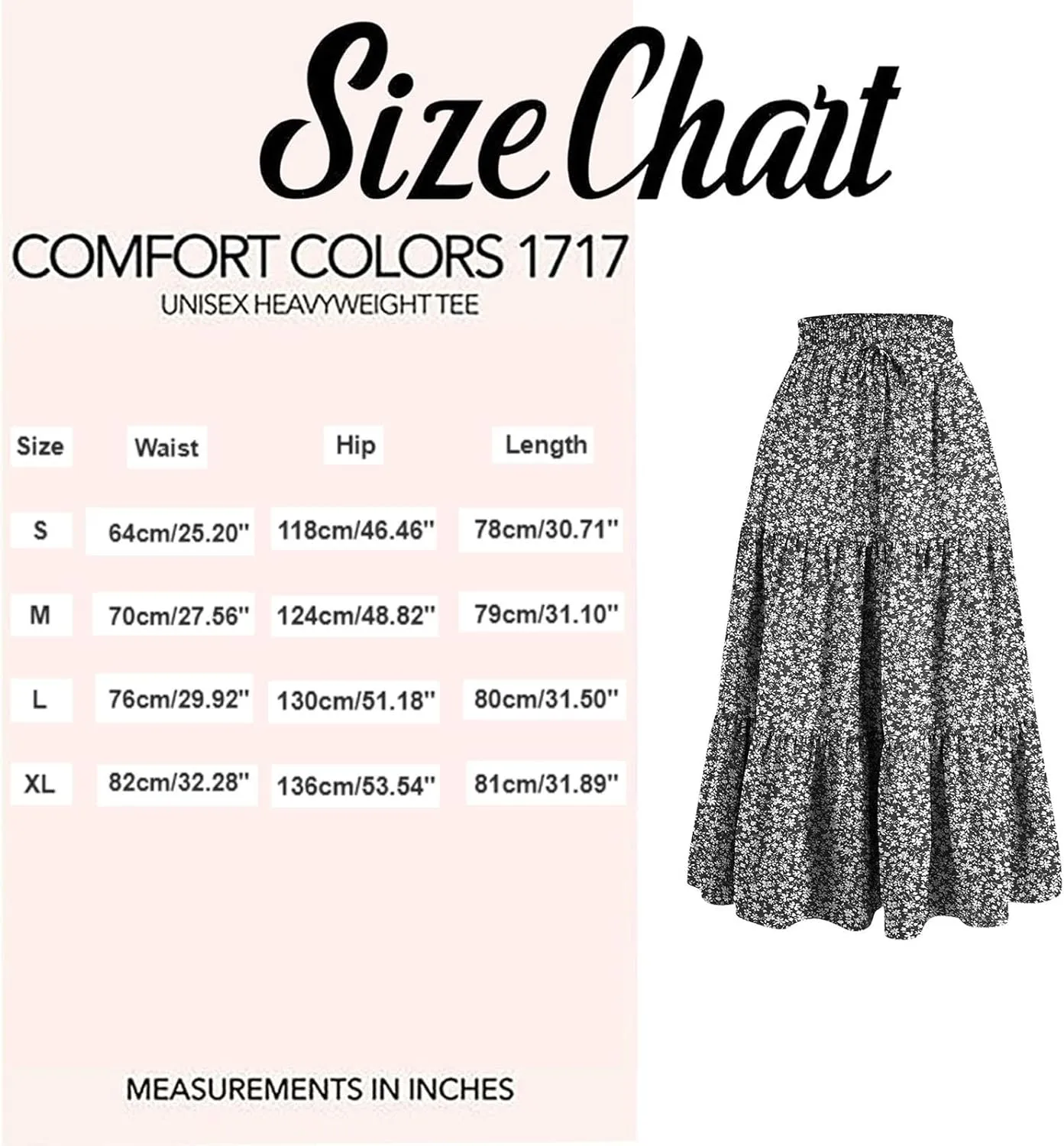 Elastic High Waist Flowy Maxi Skirts Women Boho Floral Tiered Pleated Summer Casual Long Beach Skirt
