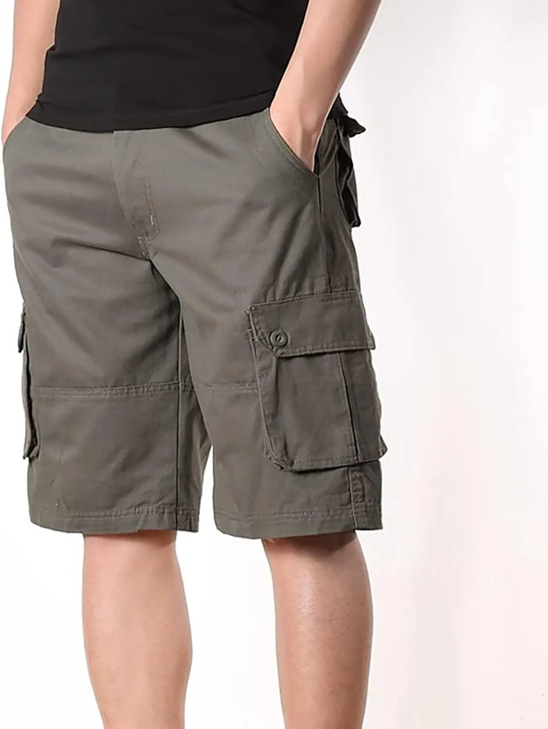 Febecool Cargo Pants for Men Shorts Men Casual Cropped Trousers Multi Pockets Outdoor Straight Leg Pants Shorts Pants