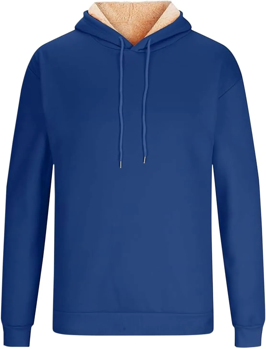 Fleece Lined Hoodies for Men Big Tall Hooded Sweatshirt Sherpa Lined Long Sleeve Pullover Tops Kanga Pocket Clothes