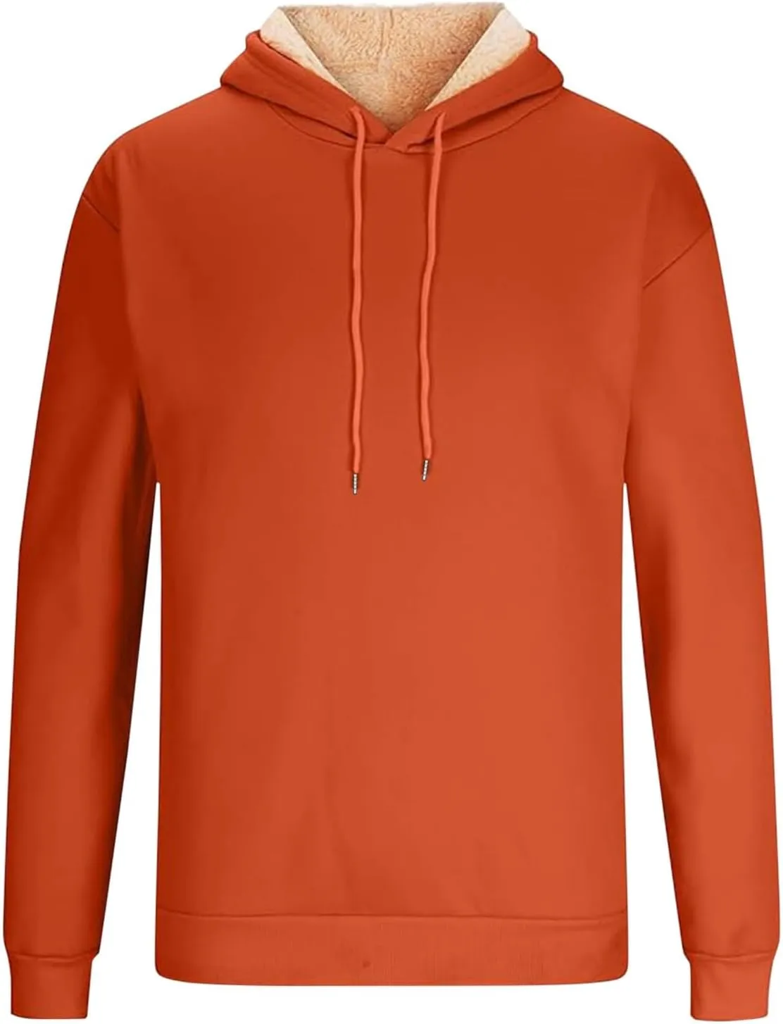 Fleece Lined Hoodies for Men Big Tall Hooded Sweatshirt Sherpa Lined Long Sleeve Pullover Tops Kanga Pocket Clothes