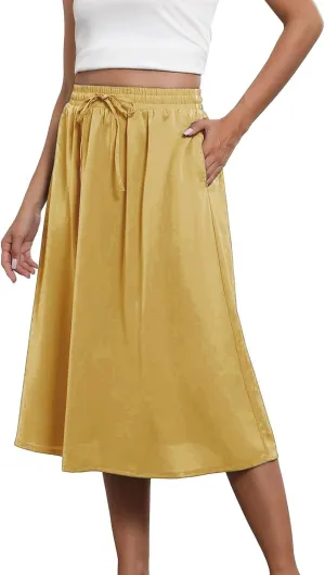 Flowy Long Skirts for Women Boho Floral Elastic High Waisted Tiered Pleated Summer Beach Vacation A Line Maxi Skirt