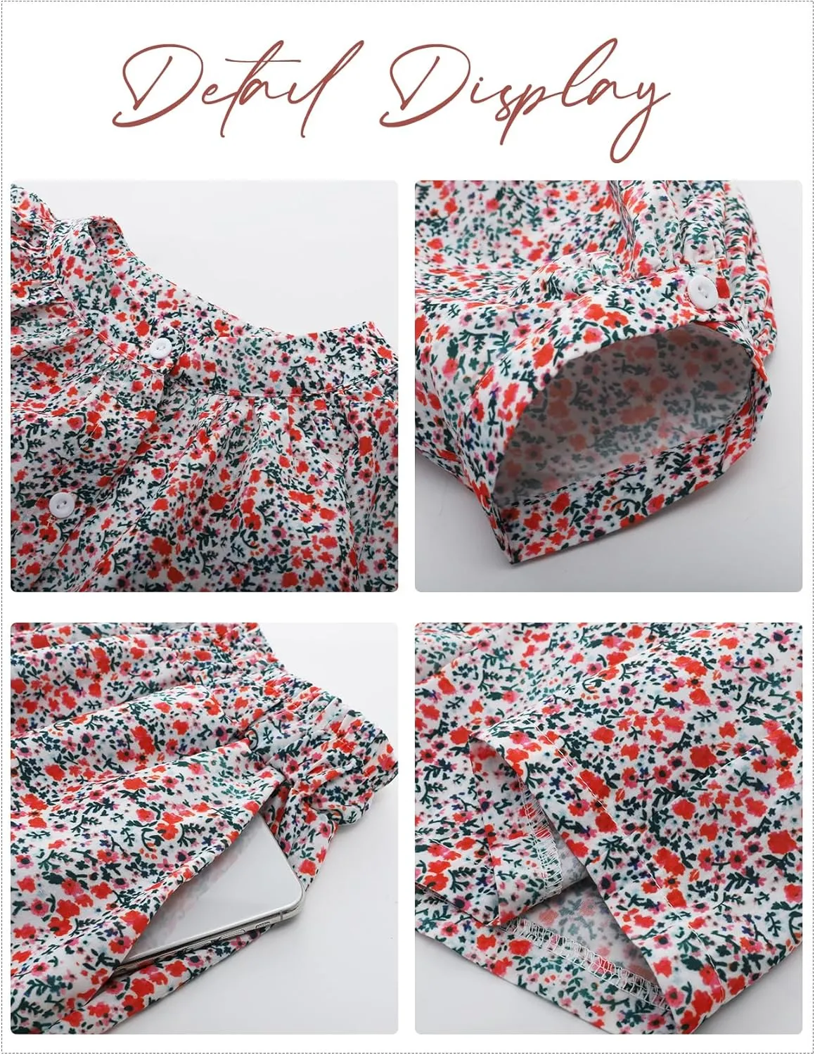 Flygo Women’s Floral Pajamas Sets 2 Piece Lounge Set Button Down Tops and Soft Shorts Sleepwear with Pockets