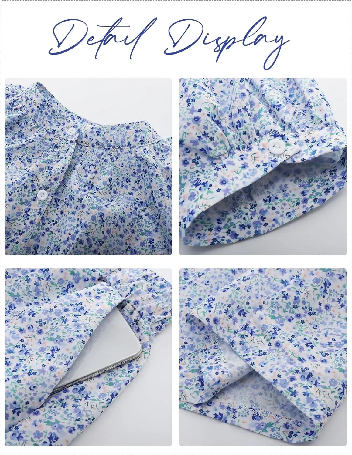 Flygo Women’s Floral Pajamas Sets 2 Piece Lounge Set Button Down Tops and Soft Shorts Sleepwear with Pockets