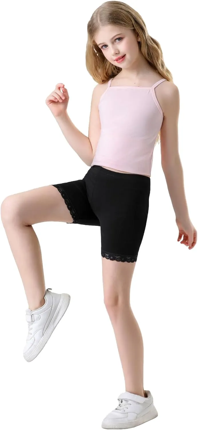 Girls Shorts Dance Lace Undershorts Soft Cotton Athletic Running Bike Shorts