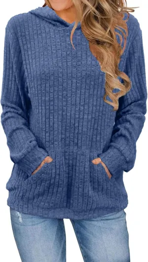 Hoodies for Women Long Sleeve Sweatshirts Fall Pullover Sweatshirts Casual Loose Blouses Tunic with Kangaroo Pockets