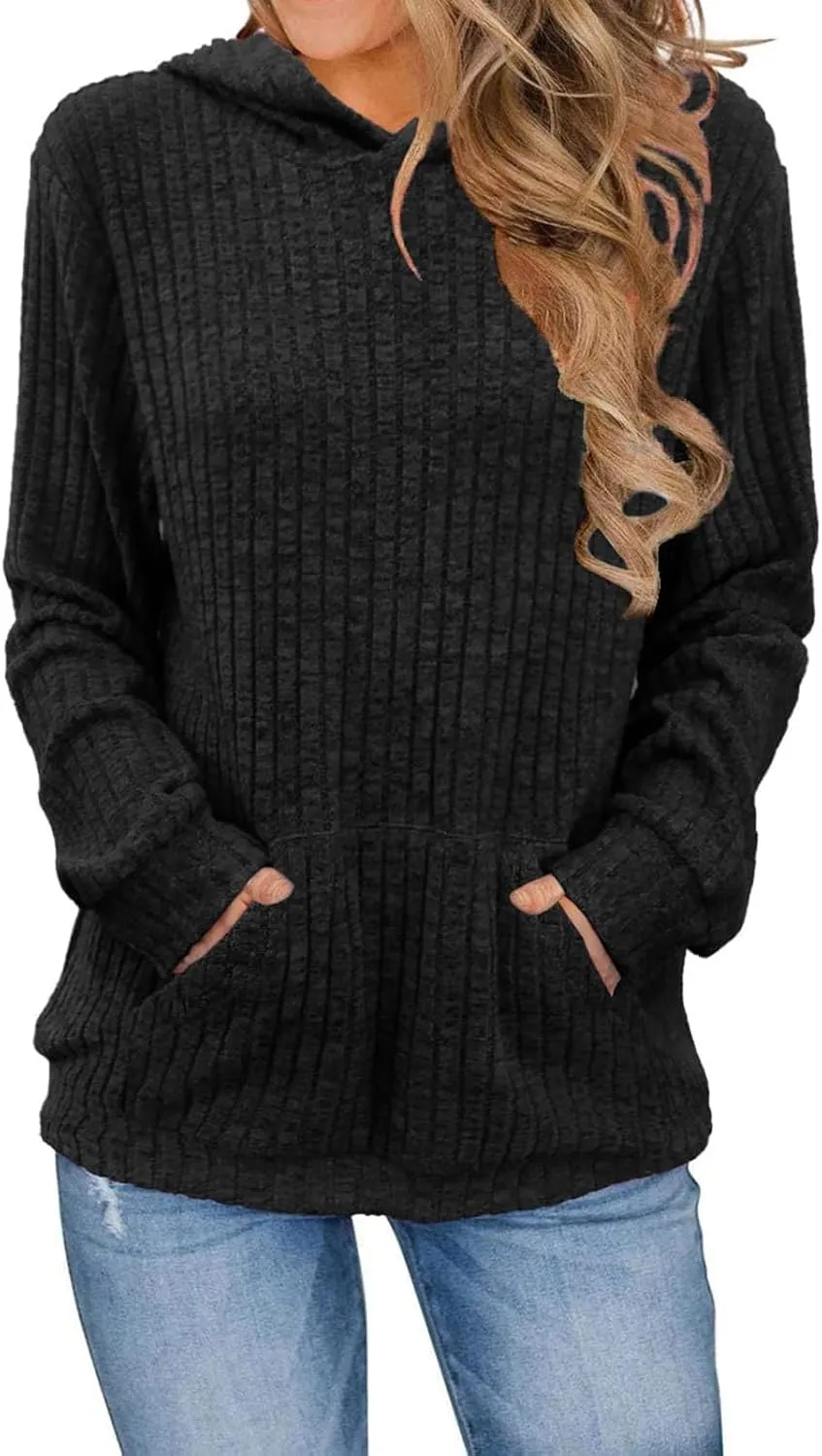 Hoodies for Women Long Sleeve Sweatshirts Fall Pullover Sweatshirts Casual Loose Blouses Tunic with Kangaroo Pockets