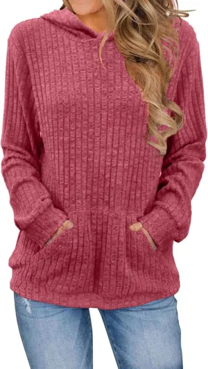 Hoodies for Women Long Sleeve Sweatshirts Fall Pullover Sweatshirts Casual Loose Blouses Tunic with Kangaroo Pockets
