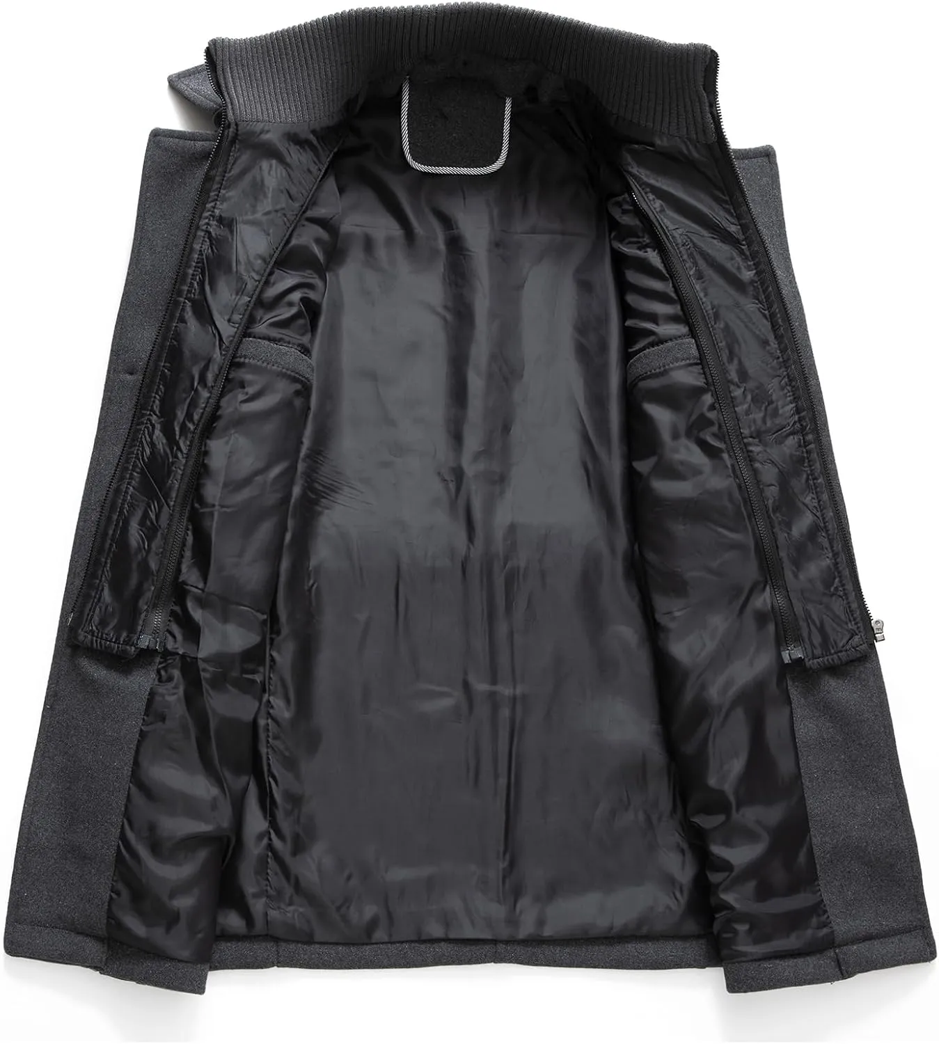 INVACHI Men's Wool Blend Coat Warm Winter Trench Coat with Detachable Soft Scarf Single Breasted Pea Coat