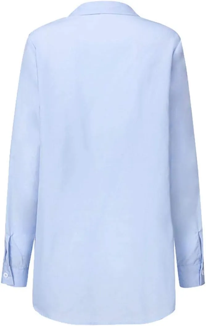 KUFV Women's Long Sleeve Button Down Shirts Tie Waist Casual Loose Blouses Tops