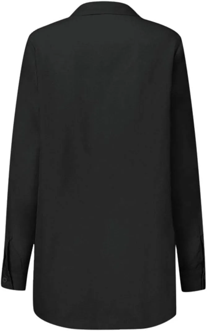 KUFV Women's Long Sleeve Button Down Shirts Tie Waist Casual Loose Blouses Tops