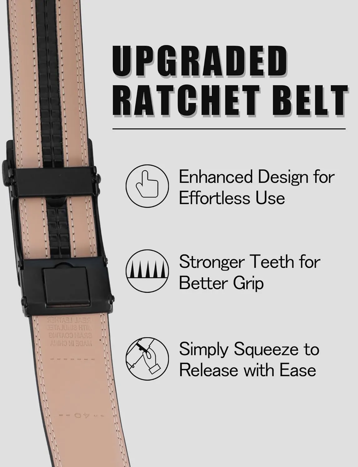 Leather Belt for Men Adjustable Ratchet Belt with Automatic Buckle for Dress Pants Trim to Fit