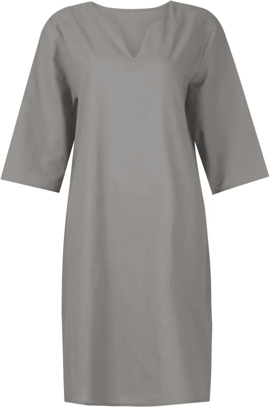 Linen Dresses for Women 2025 Casual Summer 3/4 Sleeve V Neck Knee Length Dress Mini Cruise Beach Vacation Sun Dresses