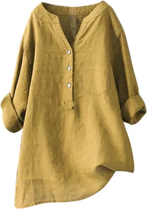 Linen Shirt for Women Breathable Tops Loose Fit Tshirts Womens Daily Gauze Blouses Summer Cotton Linen Top 2025