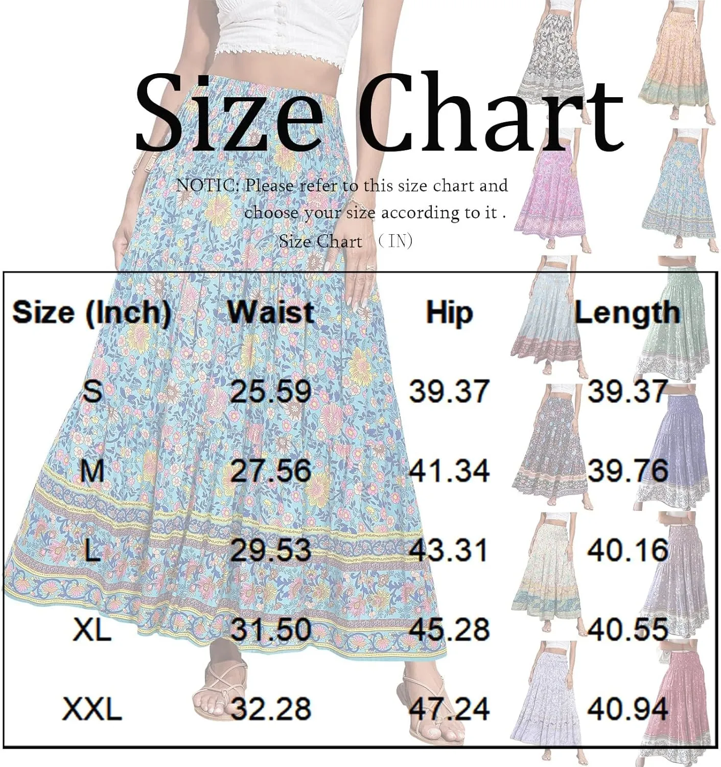 Maxi Boho Floral Skirts for Women 2025 Trendy Summer Long Flowy Skirts High Elastic Waist A Line Skorts