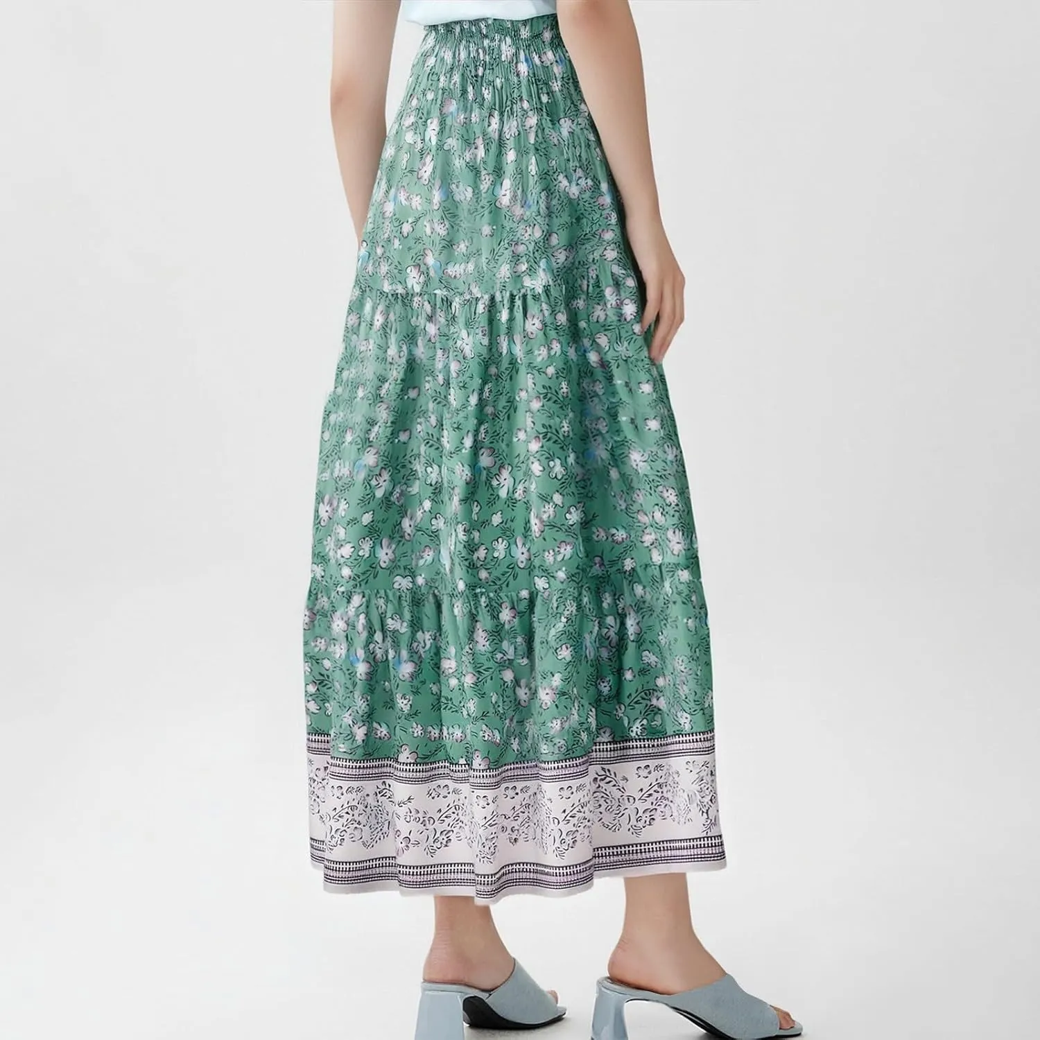 Maxi Boho Floral Skirts for Women 2025 Trendy Summer Long Flowy Skirts High Elastic Waist A Line Skorts