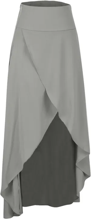 Maxi Skirts for Women Trendy Asymmetrical Boho Midi Beach Skirt High Waist Ruffle Wrap Skirt High Low Draped Skirts