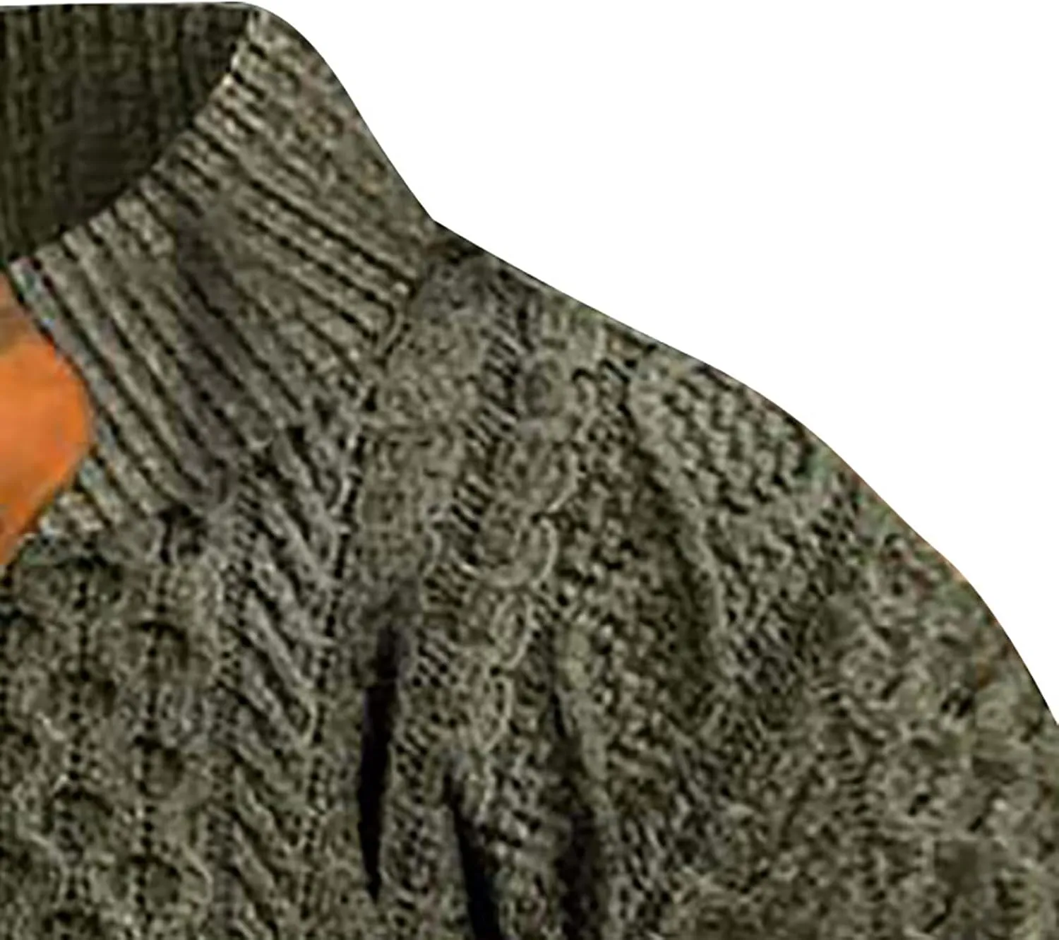 Mens Casual Twist Pattern Pullover Sweatshirts Long Sleeve Cable Knit Sweater Stand Collar Button Up Thermal Pullover