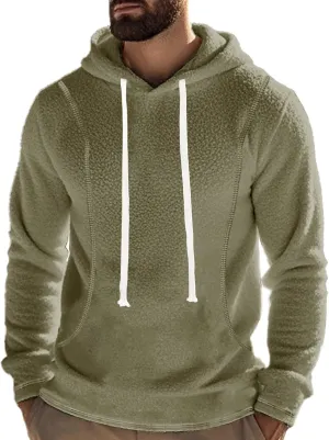 Mens Hooded Sweatshirt Casual Long Sleeve Fleece Hoodies Drawstring Workout Pullover with Pocket