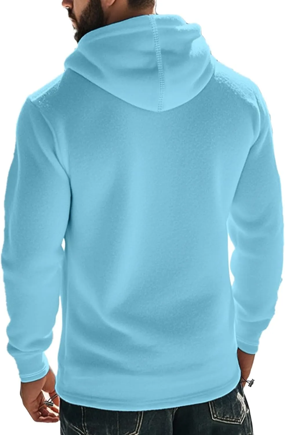 Mens Hooded Sweatshirt Casual Long Sleeve Fleece Hoodies Drawstring Workout Pullover with Pocket