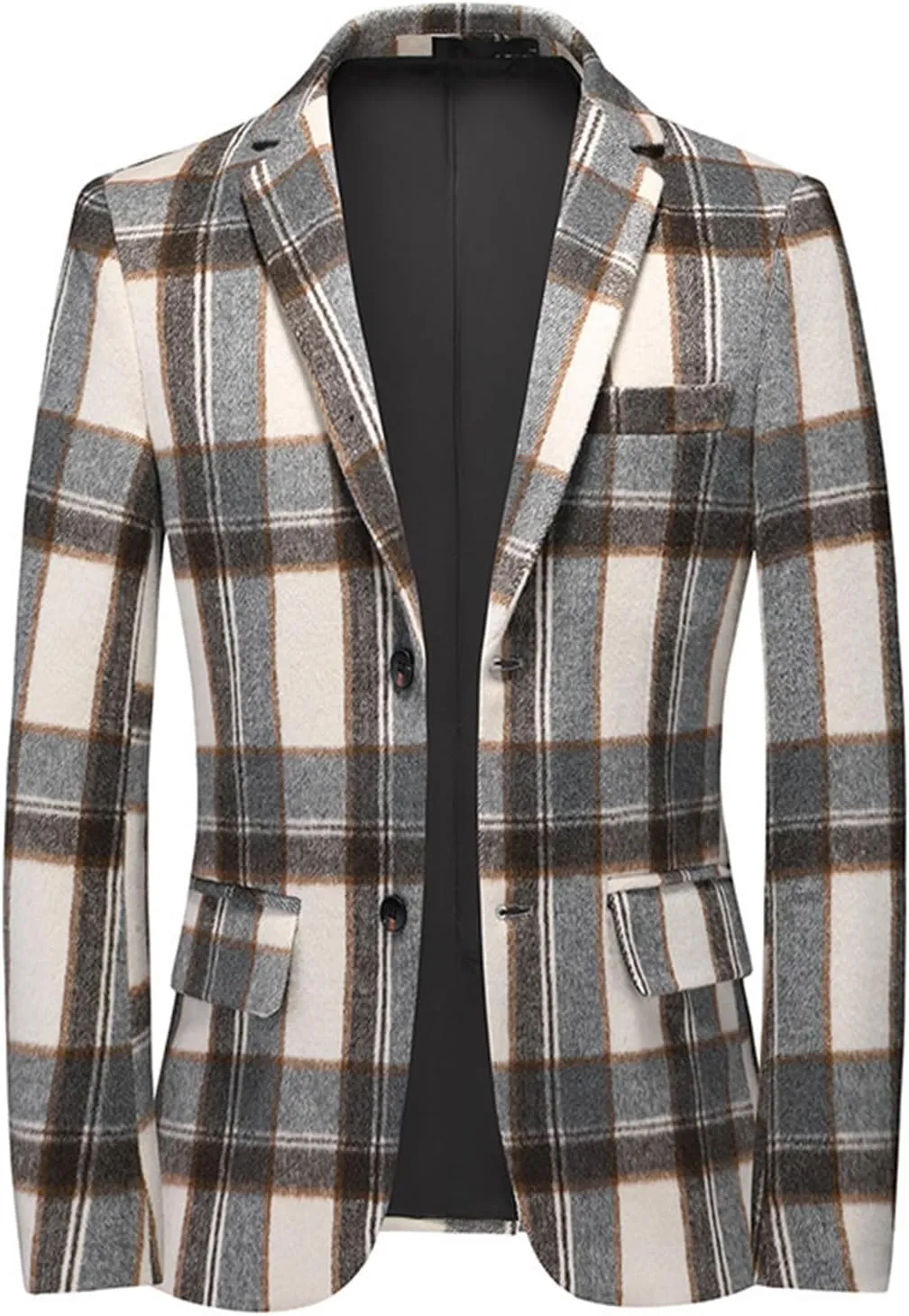Mens Plaid Blazer Leisure Lightweight Sport Coat Two Button Suit Jacket Slim Fit Checkered Blazer for Men Wedding