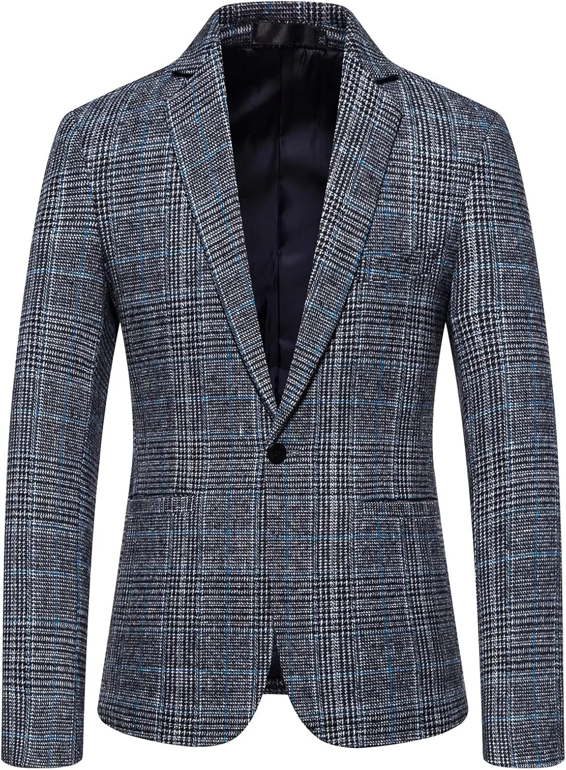 Mens Plaid Blazer Leisure Lightweight Sport Coat Two Button Suit Jacket Slim Fit Checkered Blazer for Men Wedding