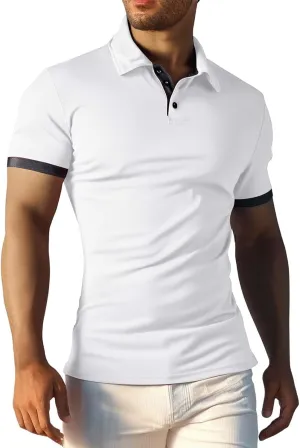 Mens Polo Shirts Breathable Quick Dry Short Sleeve Golf T Shirt Classic Summer Performance Moisture Wicking Gym Tees