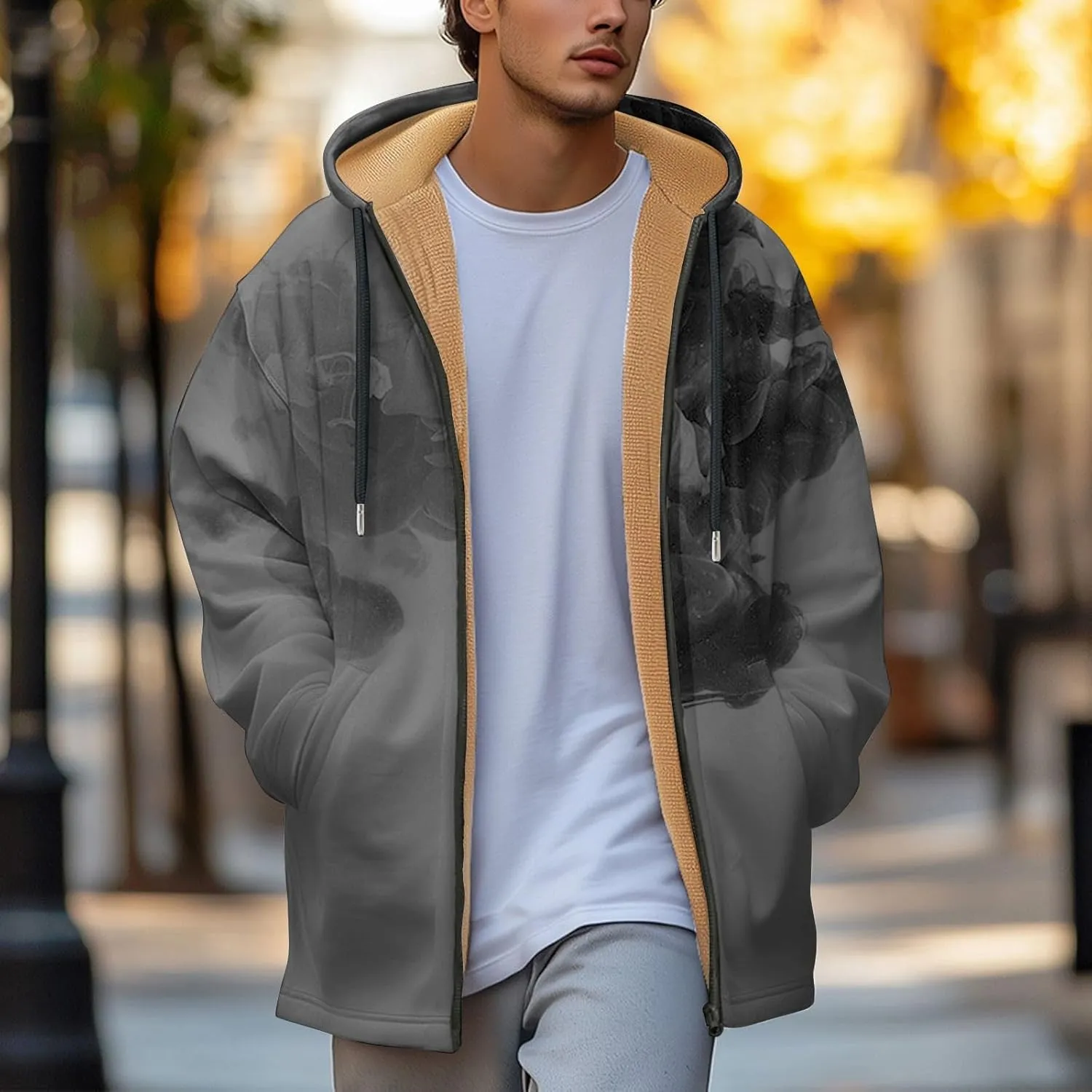 Mens Sherpa Hoodie Full-Zip Casual Thick Hooded Thermal Winter Fleece Hoodies
