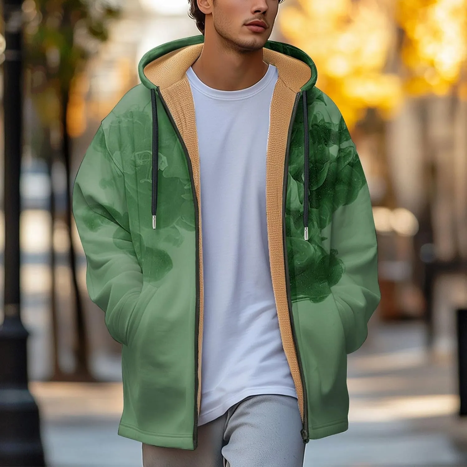 Mens Sherpa Hoodie Full-Zip Casual Thick Hooded Thermal Winter Fleece Hoodies