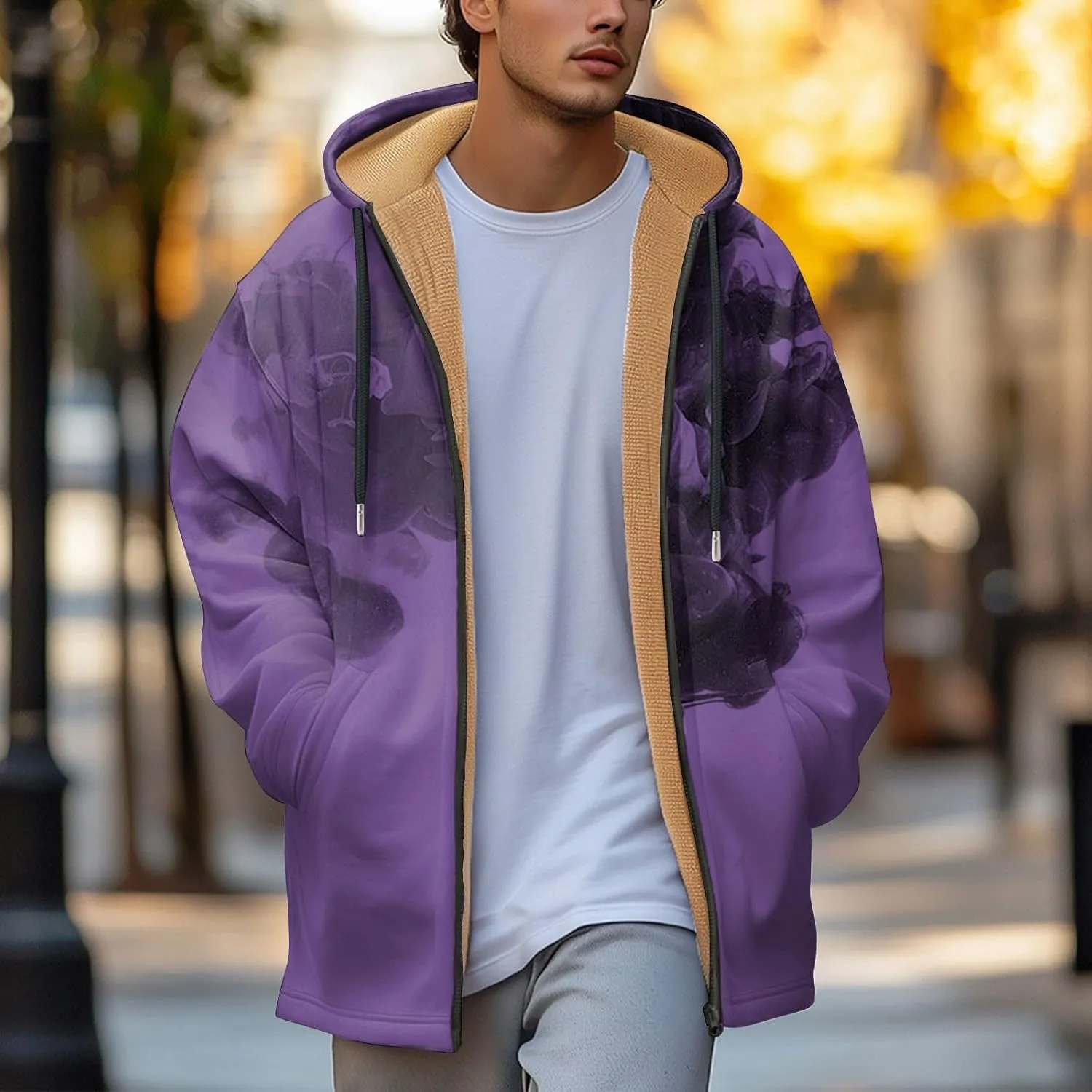 Mens Sherpa Hoodie Full-Zip Casual Thick Hooded Thermal Winter Fleece Hoodies