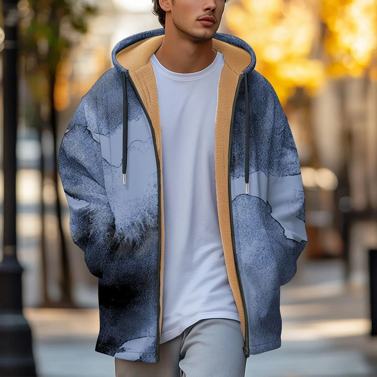 Mens Sherpa Hoodie Full-Zip Casual Thick Hooded Thermal Winter Fleece Hoodies