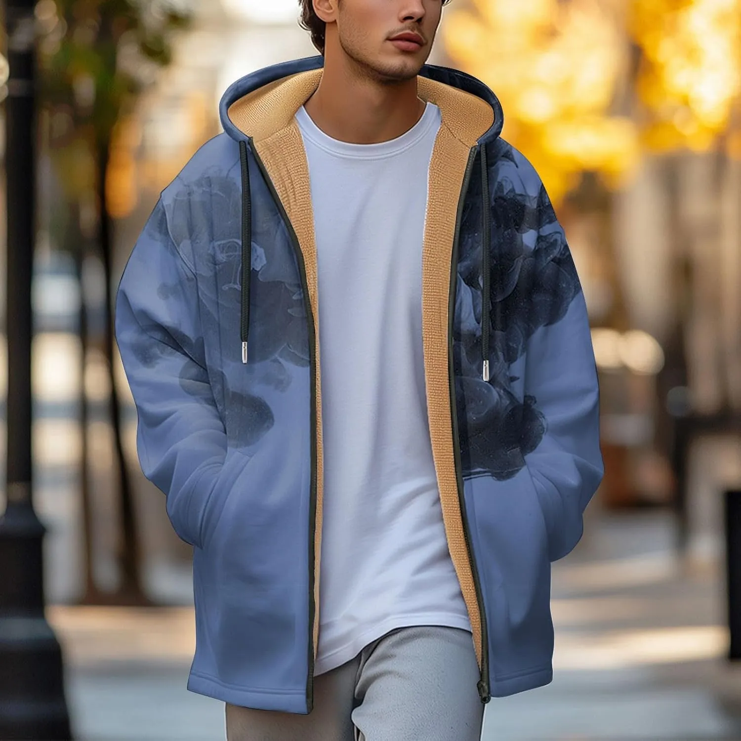Mens Sherpa Hoodie Full-Zip Casual Thick Hooded Thermal Winter Fleece Hoodies