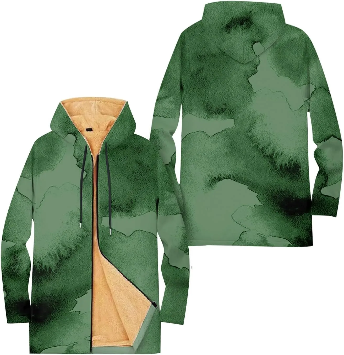 Mens Sherpa Hoodie Full-Zip Casual Thick Sweatshirt Fleece Warm Winter Hooded