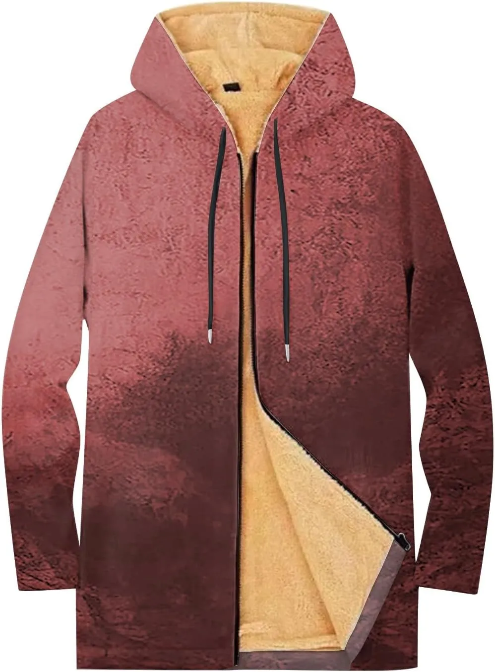 Mens Sherpa Hoodie Full-Zip Heavyweight Fleece Hoodies Warm Winter Thermal Hooded