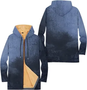 Mens Sherpa Hoodie Full-Zip Heavyweight Fleece Hoodies Warm Winter Thermal Hooded