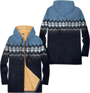 Mens Sherpa Hoodie Full-Zip Thermal Thick Sweatshirt Winter Fleece Heavyweight Hoodies