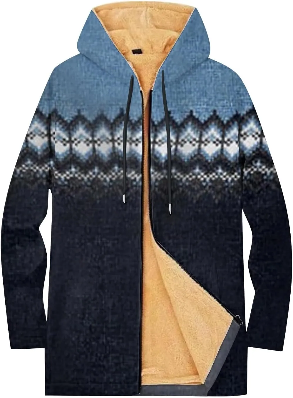 Mens Sherpa Hoodie Full-Zip Thermal Thick Sweatshirt Winter Fleece Heavyweight Hoodies
