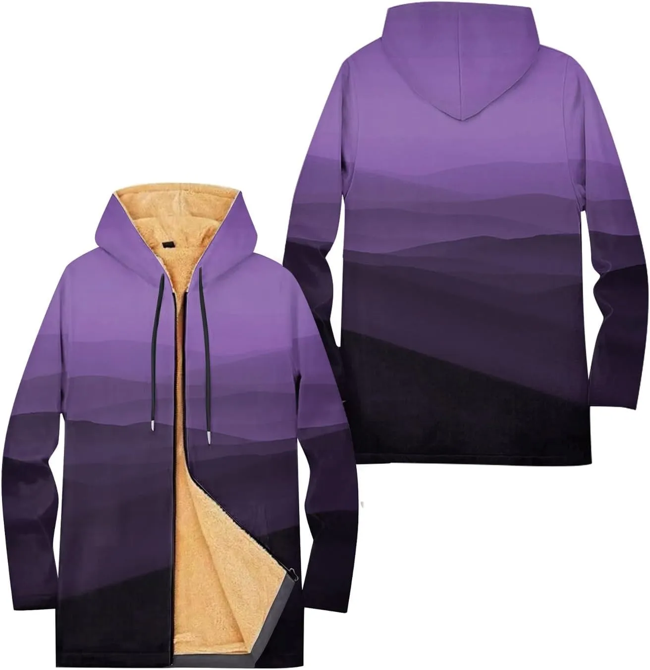 Mens Sherpa Hoodie Zip Up Heavyweight Fleece Hoodies Winter Warm Casual Sweatshirt