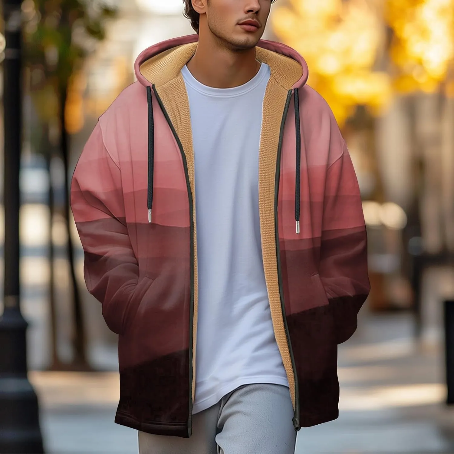 Mens Sherpa Hoodie Zip Up Heavyweight Fleece Hoodies Winter Warm Casual Sweatshirt