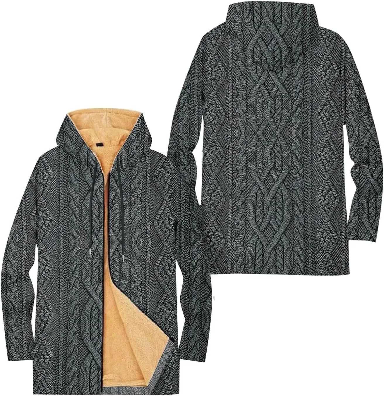 Mens Sherpa Hoodie Zip Up Heavyweight Fleece Hoodies Winter Warm Casual Sweatshirt
