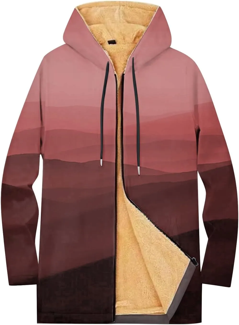 Mens Sherpa Hoodie Zip Up Heavyweight Fleece Hoodies Winter Warm Casual Sweatshirt