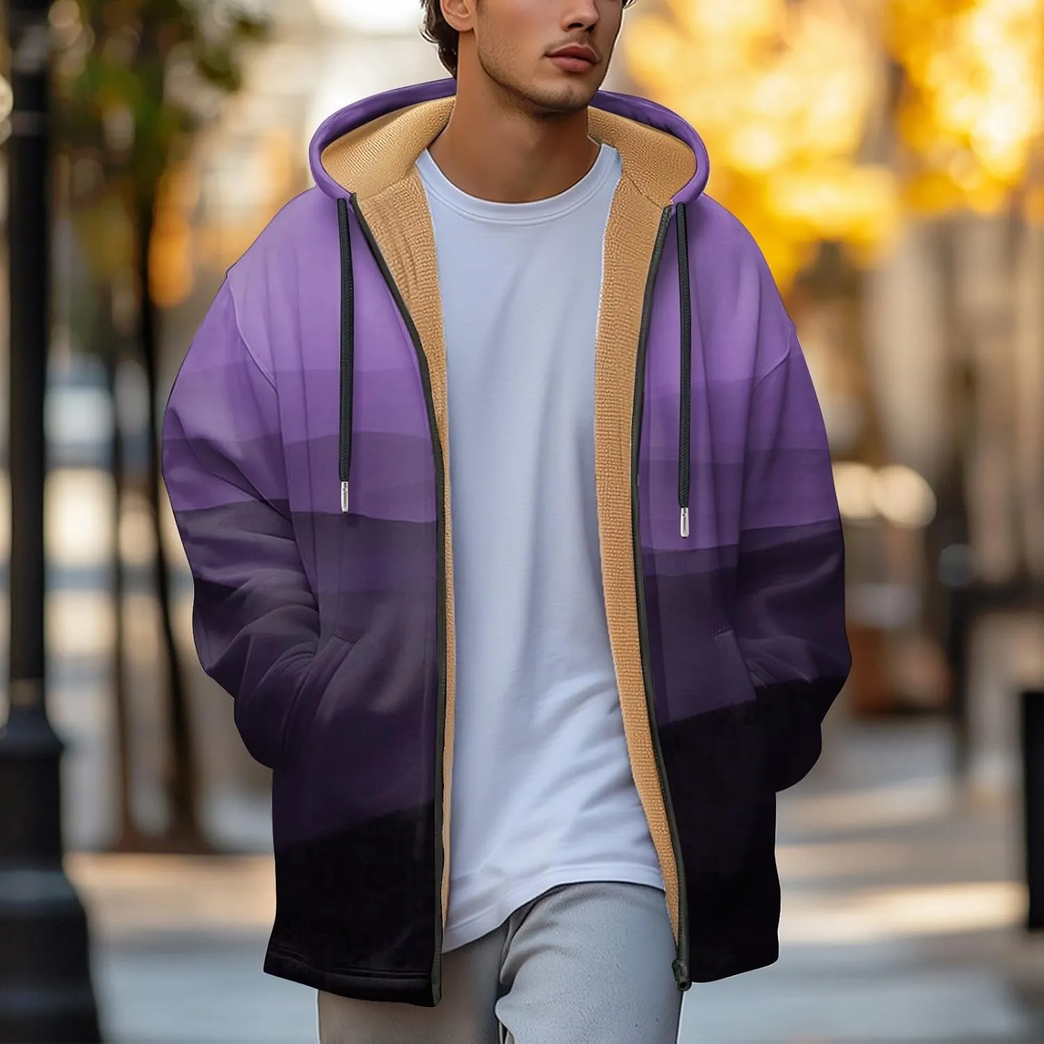 Mens Sherpa Hoodie Zip Up Heavyweight Fleece Hoodies Winter Warm Casual Sweatshirt