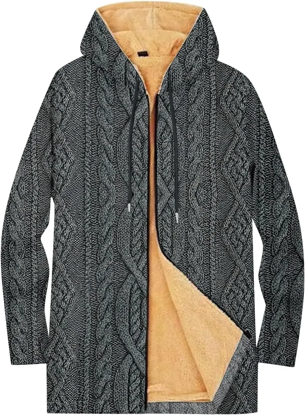 Mens Sherpa Hoodie Zip Up Heavyweight Fleece Hoodies Winter Warm Casual Sweatshirt